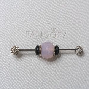 Pandora Silver Opalescent Pink Crystal Geometric Facets Charm. 2 Listed Separate